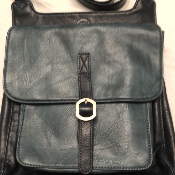 ESPE VEGAN LEATHER CROSSBODY SHOULDER MESSENGER BAG NAVY/DARK TEAL PURSE - #497 - Picture 2 of 16
